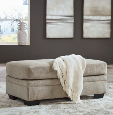 Ottoman In Solid Taupe Fabric