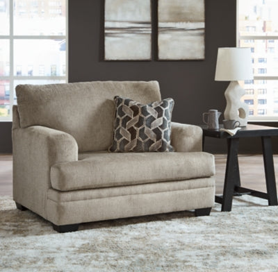 Oversized Chair In Solid Taupe Fabric
