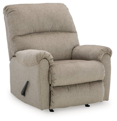 Recliner In Solid Taupe Fabric
