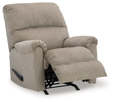 Recliner In Solid Taupe Fabric