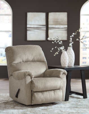 Recliner In Solid Taupe Fabric