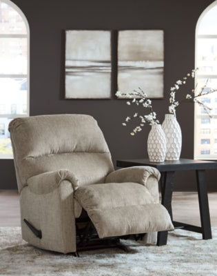 Recliner In Solid Taupe Fabric