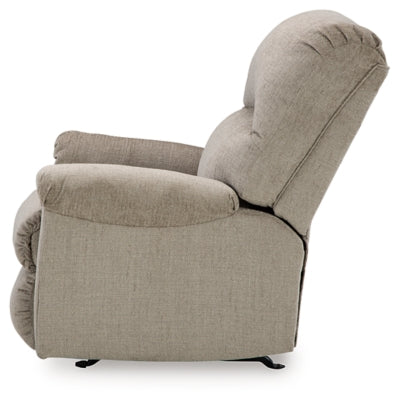 Recliner In Solid Taupe Fabric