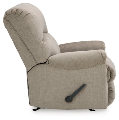 Recliner In Solid Taupe Fabric