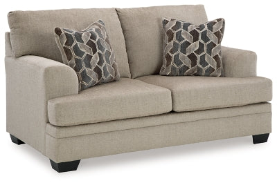 Loveseat In Solid Taupe Fabric