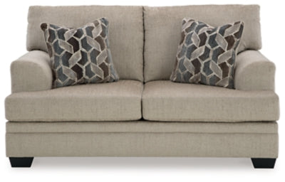 Loveseat In Solid Taupe Fabric