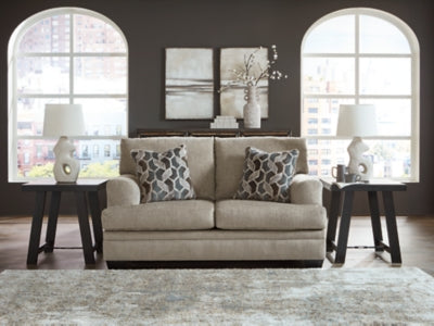 Loveseat In Solid Taupe Fabric