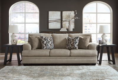 Queen Sofa Sleeper In Solid Taupe Fabric