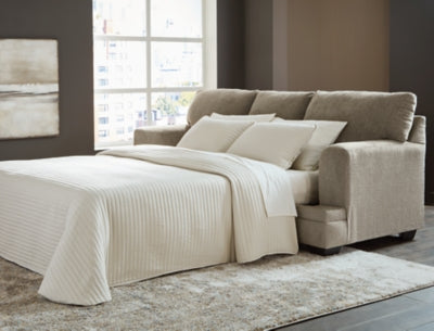 Queen Sofa Sleeper In Solid Taupe Fabric