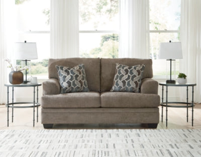Loveseat In Solid Nutmeg Fabric