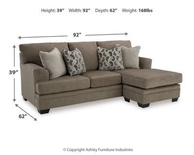 Sofa Chaise In Solid Nutmeg Fabric