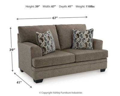 Loveseat In Solid Nutmeg Fabric
