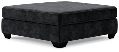 Oversized Accent Ottoman In Solid Charcoal Fabric