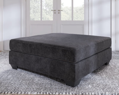 Oversized Accent Ottoman In Solid Charcoal Fabric