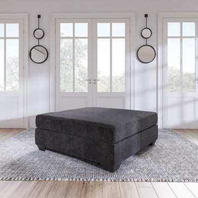 Oversized Accent Ottoman In Solid Charcoal Fabric