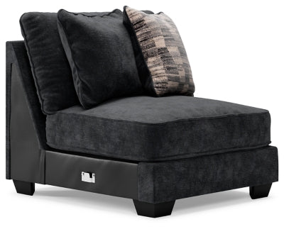 Armless Chair In Solid Charcoal Fabric