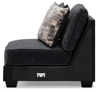 Armless Chair In Solid Charcoal Fabric