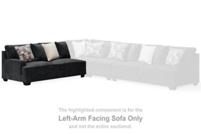 Left-Arm Facing Sofa In Solid Charcoal Fabric