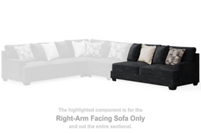 Right-Arm Facing Sofa In Solid Charcoal Fabric