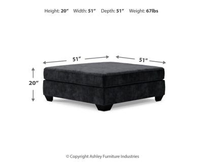 Oversized Accent Ottoman In Solid Charcoal Fabric