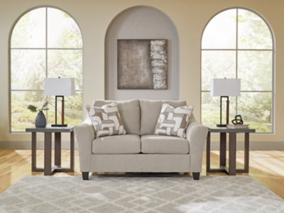 Loveseat In Solid Taupe Fabric