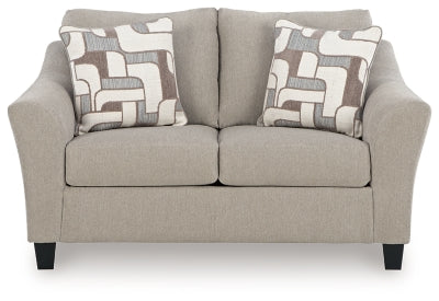 Loveseat In Solid Taupe Fabric