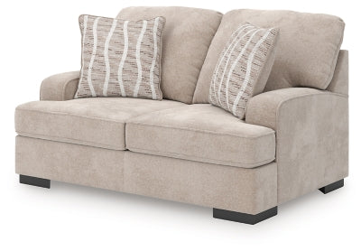 Loveseat In Solid Taupe Fabric