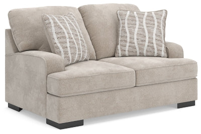 Loveseat In Solid Taupe Fabric