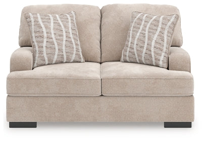 Loveseat In Solid Taupe Fabric