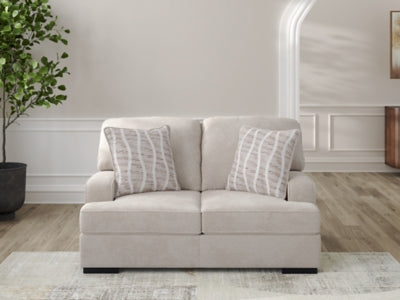 Loveseat In Solid Taupe Fabric