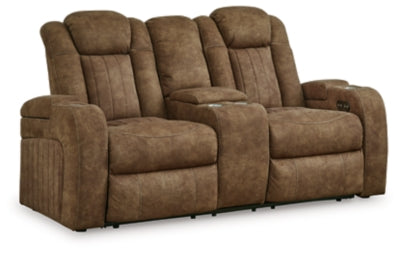 Power Reclining Loveseat In Solid Brindle Fabric