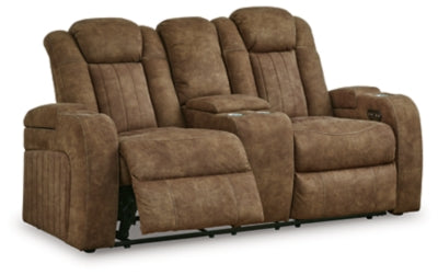 Power Reclining Loveseat In Solid Brindle Fabric