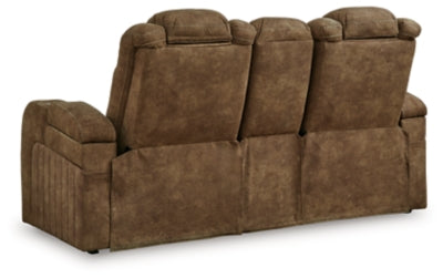 Power Reclining Loveseat In Solid Brindle Fabric