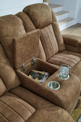 Power Reclining Loveseat In Solid Brindle Fabric