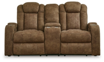 Power Reclining Loveseat In Solid Brindle Fabric