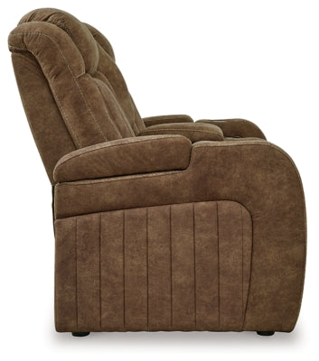 Power Reclining Loveseat In Solid Brindle Fabric
