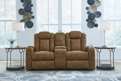 Power Reclining Loveseat In Solid Brindle Fabric