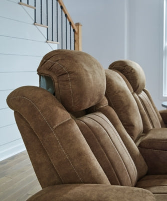 Power Reclining Loveseat In Solid Brindle Fabric
