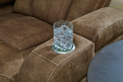 Power Reclining Loveseat In Solid Brindle Fabric