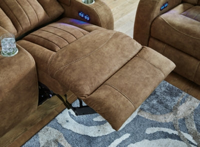 Power Reclining Loveseat In Solid Brindle Fabric