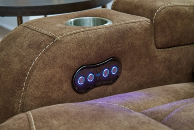 Power Reclining Loveseat In Solid Brindle Fabric