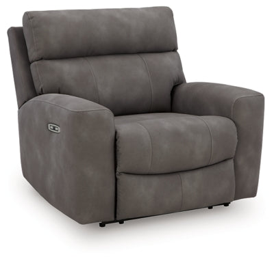 Power Recliner In Solid Slate Fabric