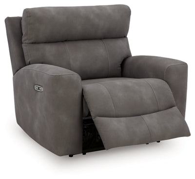 Power Recliner In Solid Slate Fabric