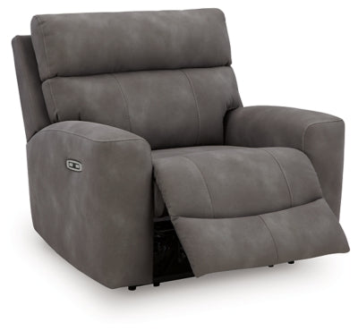 Power Recliner In Solid Slate Fabric
