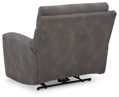 Power Recliner In Solid Slate Fabric