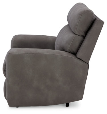 Power Recliner In Solid Slate Fabric