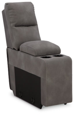 Console with Storage In Solid Slate Fabric