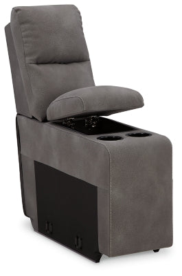 Console with Storage In Solid Slate Fabric