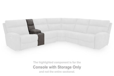 Console with Storage In Solid Slate Fabric