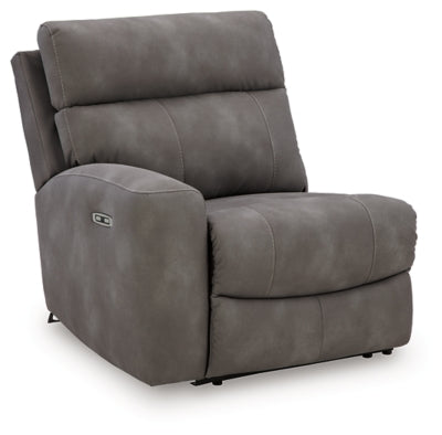 Left-Arm Facing Power Recliner In Solid Slate Fabric